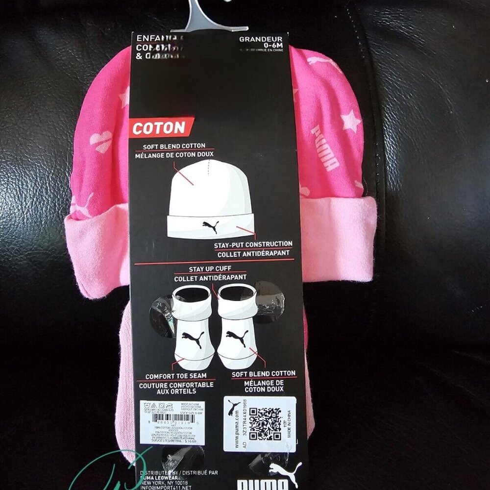 NWT Puma Heartbreaker Pink beanie/ bootie Set 0-6months - Picture 6 of 7
